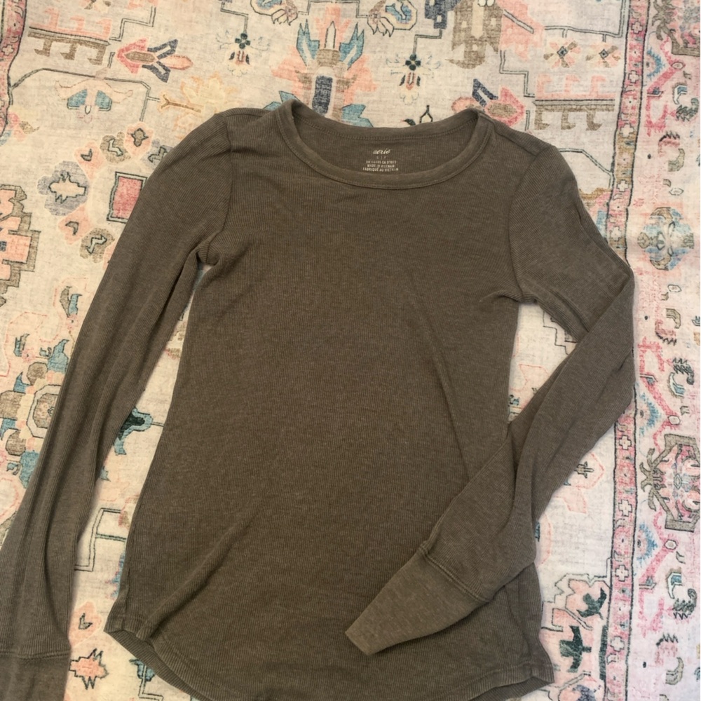 Aerie Olive Ribbed Tee